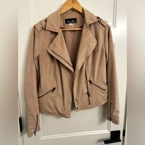 Blush faux suede moto jacket size S